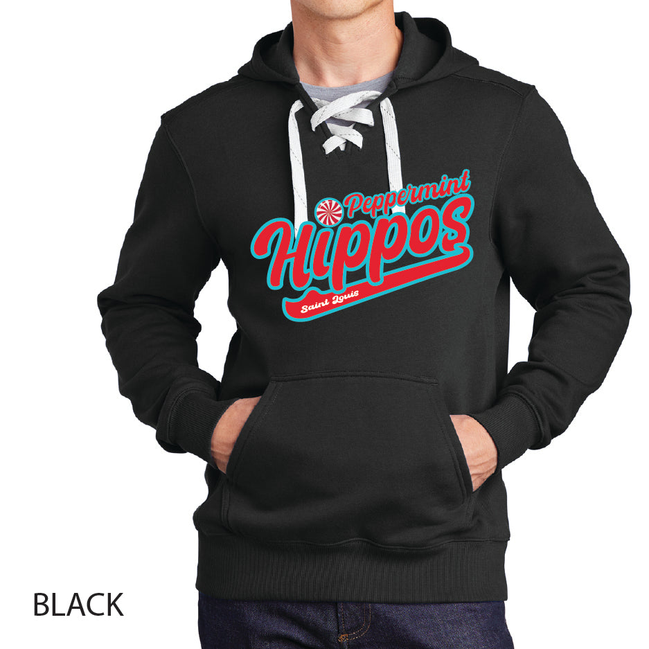 Peppermint Hippos Sport-Tek Lace Up Pullover Hooded Sweatshirt