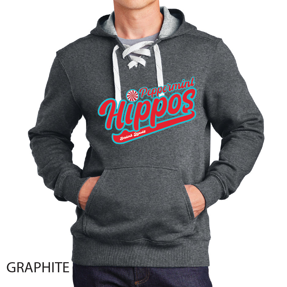 Peppermint Hippos Sport-Tek Lace Up Pullover Hooded Sweatshirt