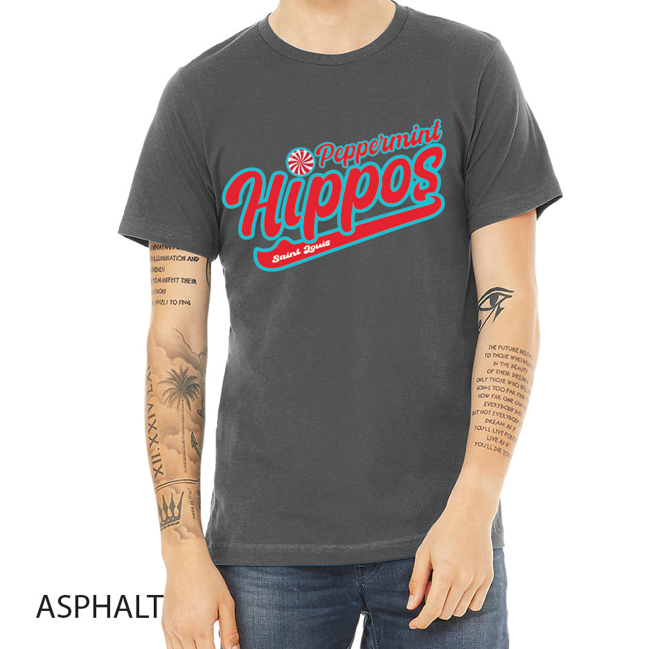Peppermint Hippos Unisex Jersey Tee Crewneck T-Shirt