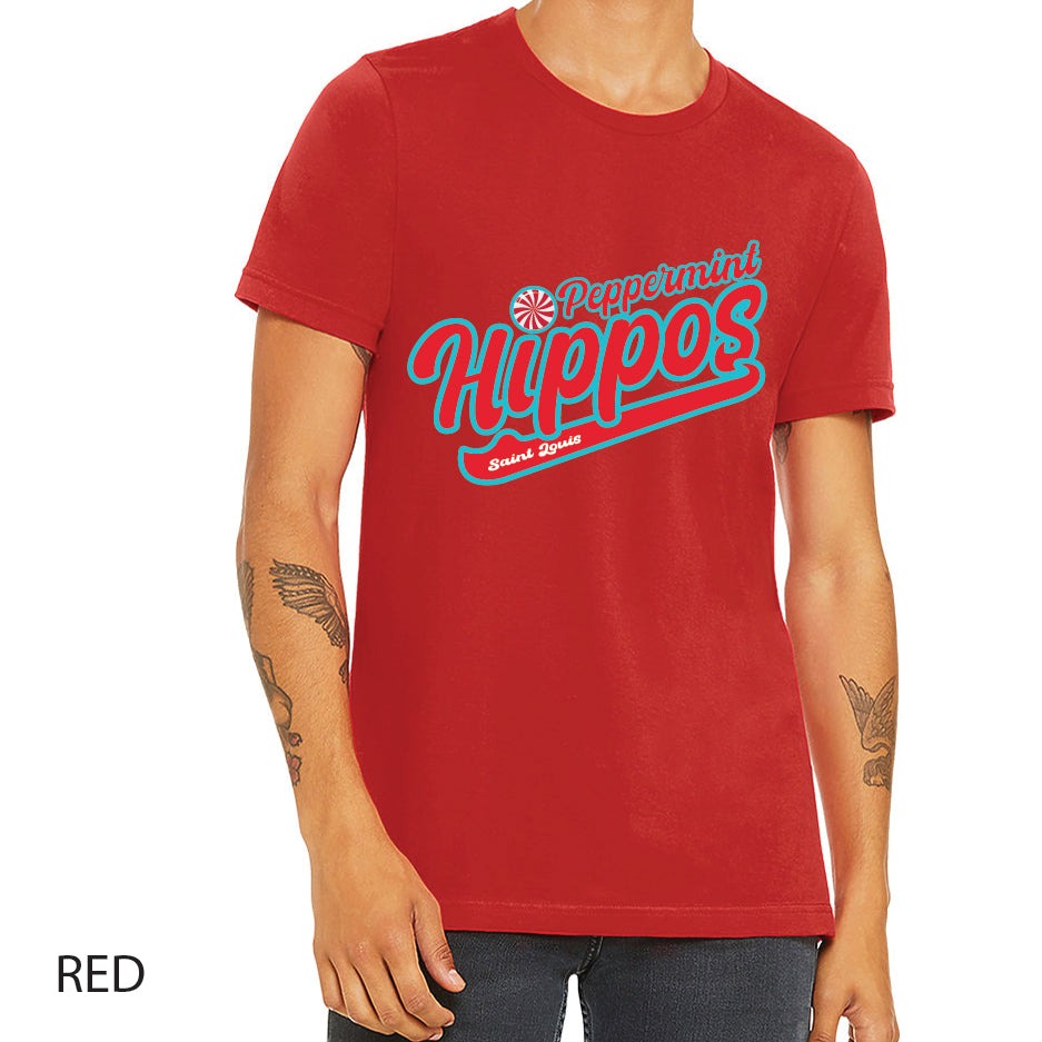 Peppermint Hippos Unisex Jersey Tee Crewneck T-Shirt