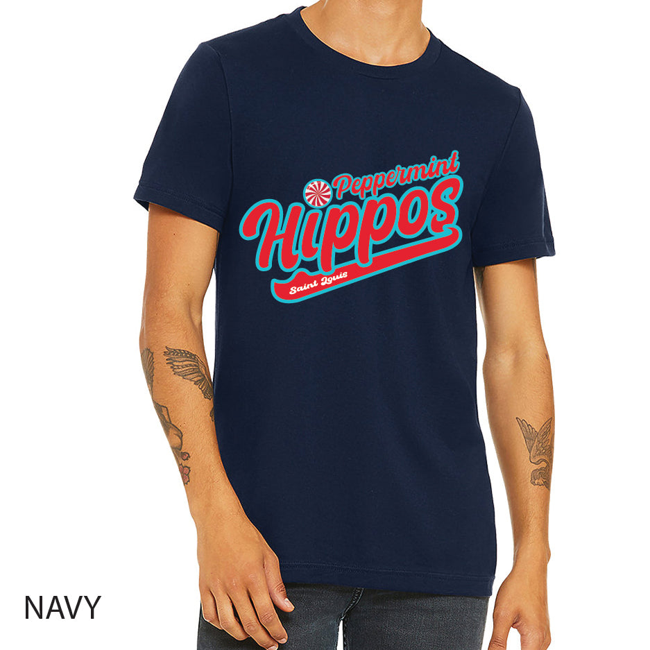 Peppermint Hippos Unisex Jersey Tee Crewneck T-Shirt