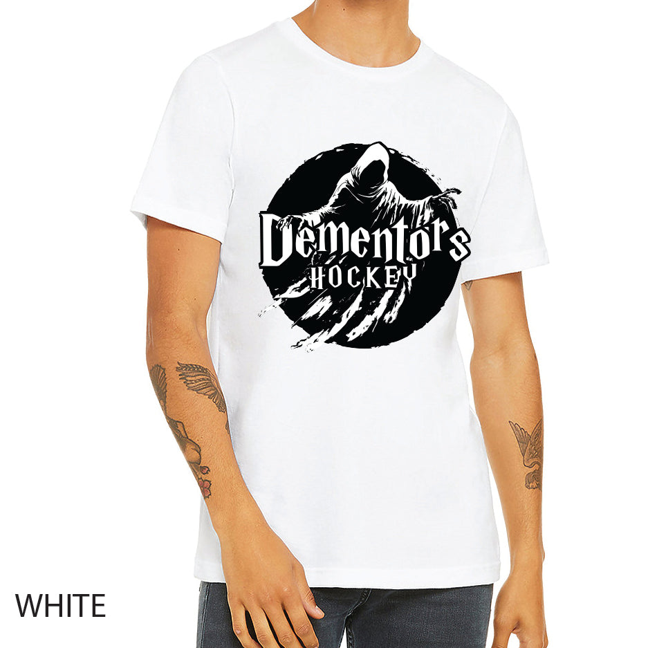 Dementors Unisex Jersey Tee Crewneck T-Shirt White Logo