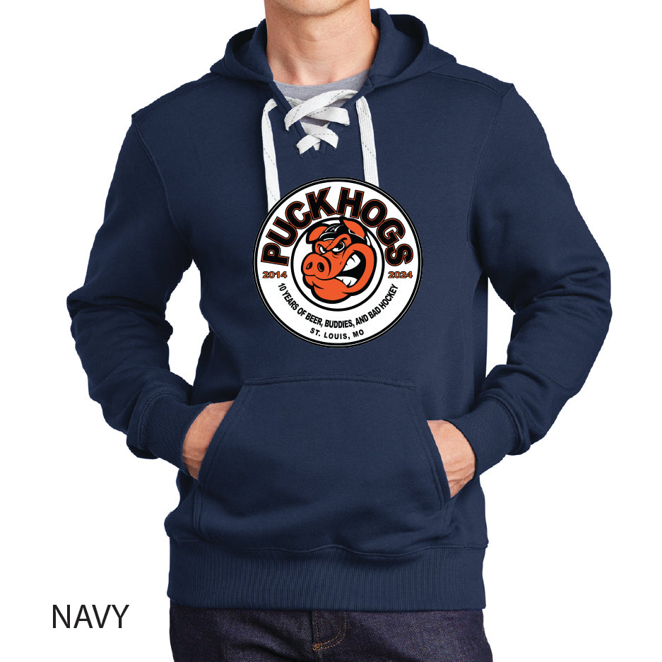 Puck Hogs Sport-Tek Lace Up Pullover Hooded Sweatshirt