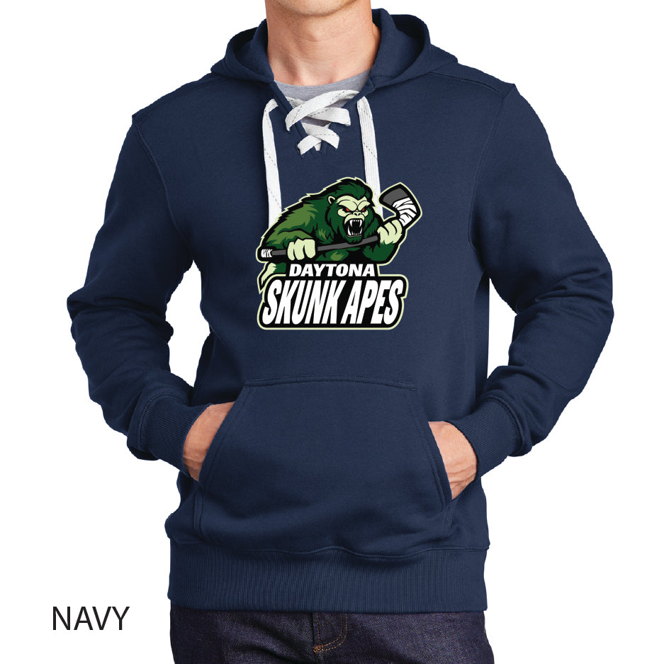 Daytona Skunk Apes Sport-Tek Lace Up Pullover Hooded Sweatshirt