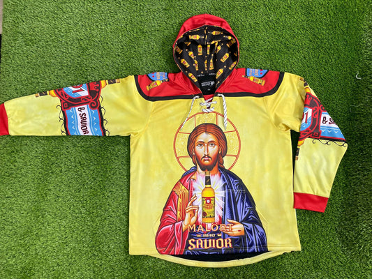 Malort and Savior Jersey Style Hoodie