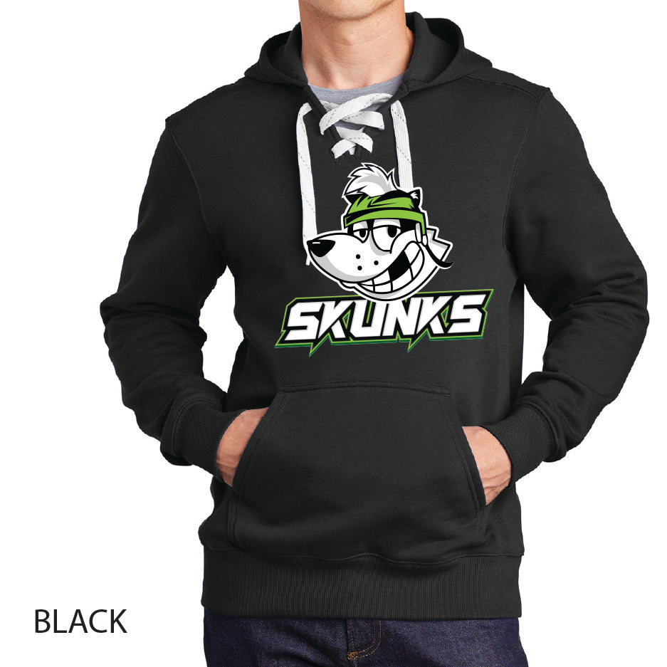 Skunks Sport-Tek Lace Up Pullover Hooded Sweatshirt