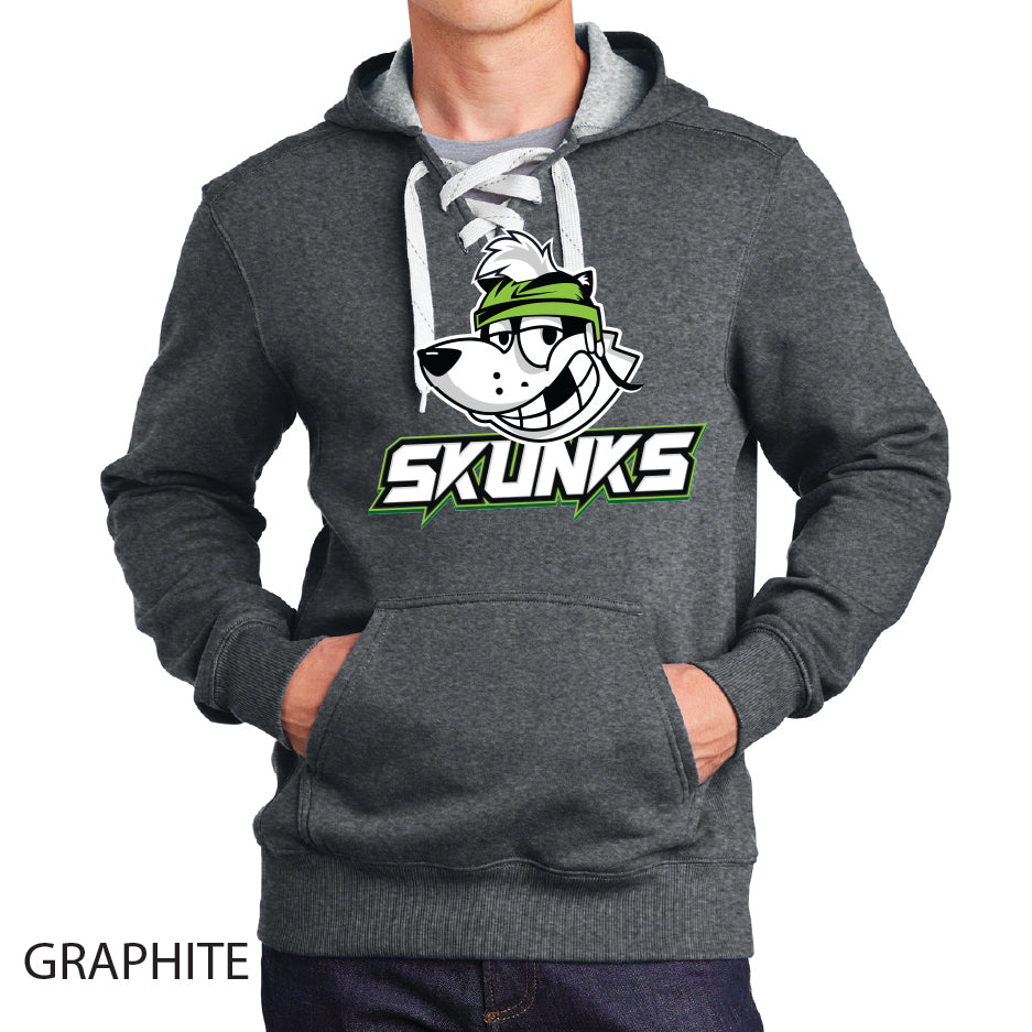 Skunks Sport-Tek Lace Up Pullover Hooded Sweatshirt